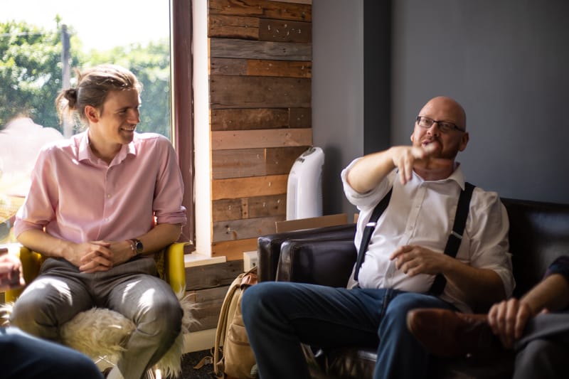 Stuart and Julian from the Jellyhound team sharing a laugh
